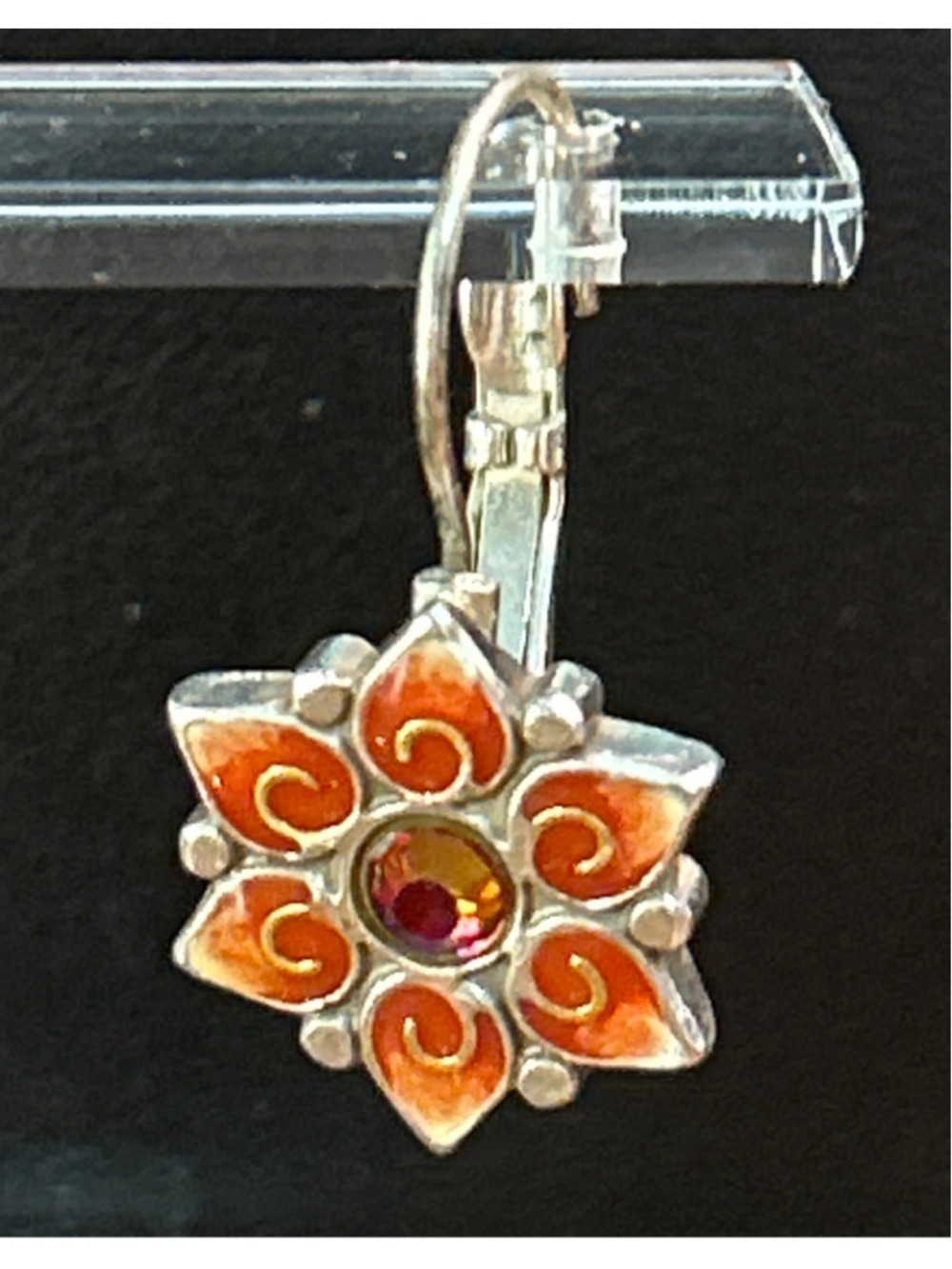 Women's Brighton Garden of Eden orange enamel flower leverback earrings - Picture 4 of 5